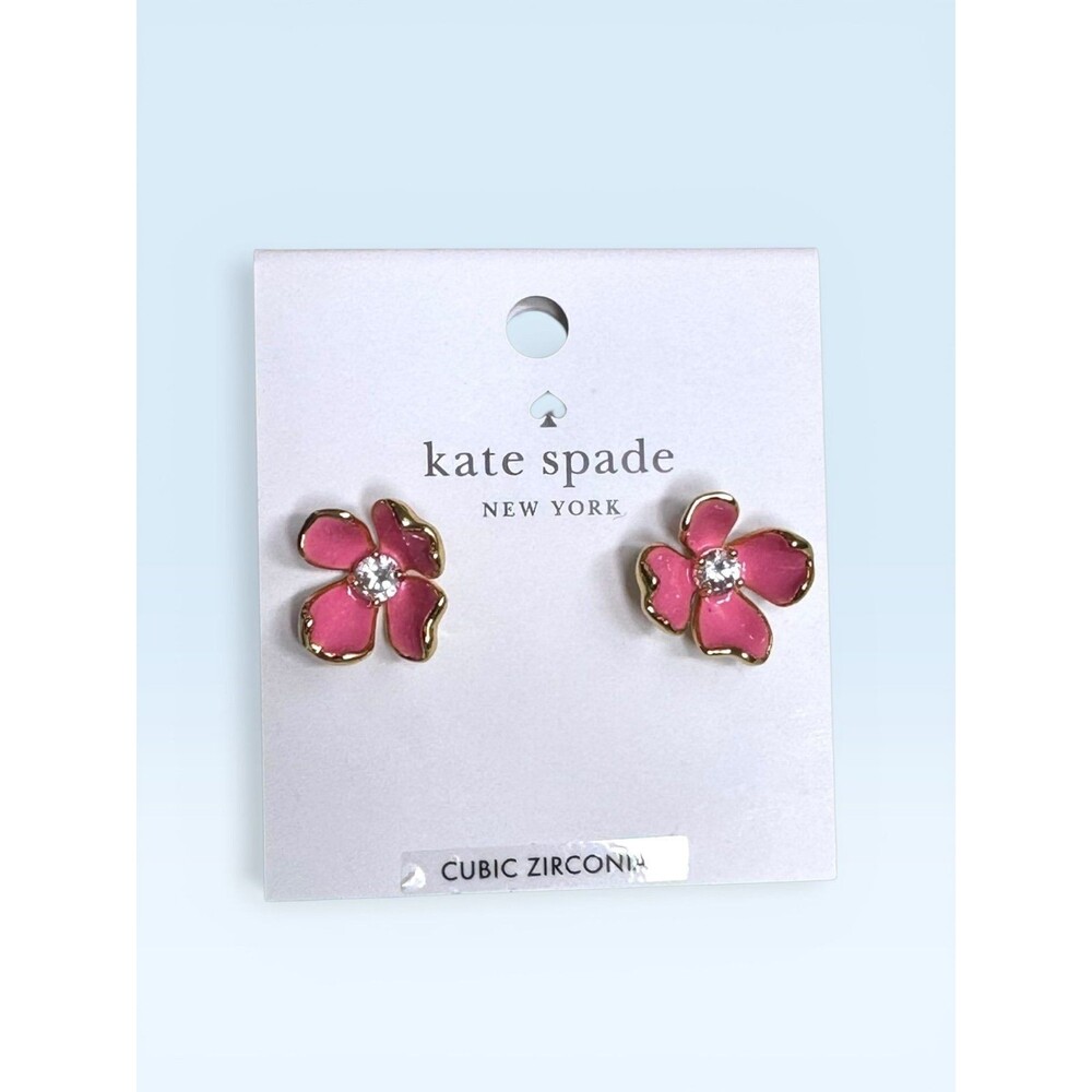 NEW Kate Spade Freshly Picked CZ Studs Flower Pink/Gold Earrings